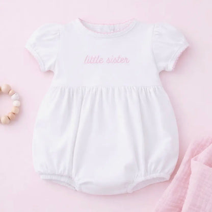 Little Sister Embroidered Short Sleeve Bubble