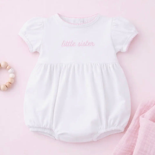 Little Sister Embroidered Short Sleeve Bubble