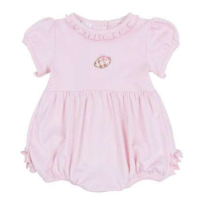 Tiny Tailgater Hand-Embroidered Ruffle Bubble - Pink