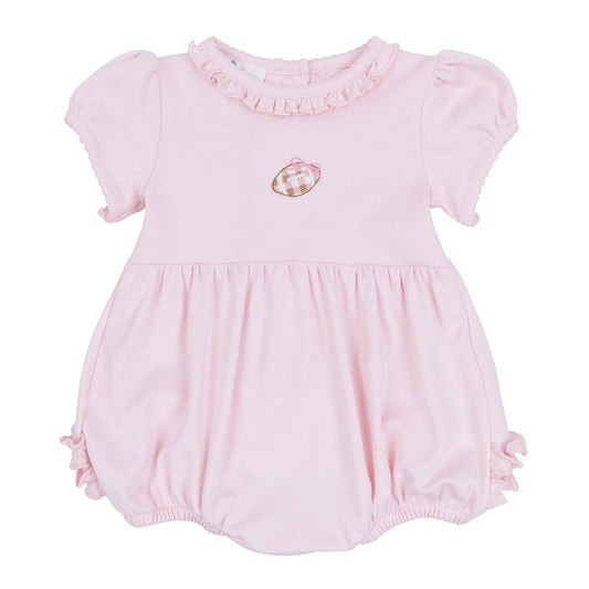Tiny Tailgater Hand-Embroidered Ruffle Bubble - Pink